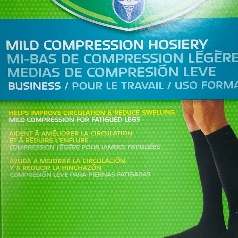 Curad Black Mild Compression Hosiery 8-15 MMHG  Knee Highs Size L